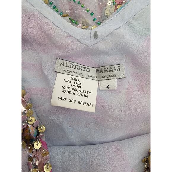 Alberto Makali Silk Beaded Sequin Mini Skater Dress US 4 Drop Waist Fairytale - Picture 12 of 12